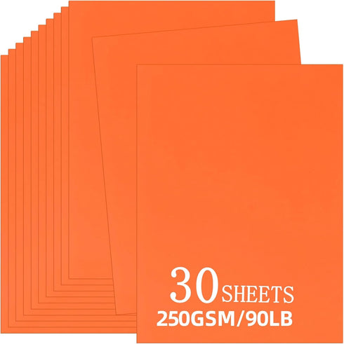 30 Sheets Orange Cardstock 8.5'' x 11'', 250gsm/90lb Heavyweight Cover Cardstock Paper, Thick and Smooth A4 Card Stock Perfect for Invitations, Me...