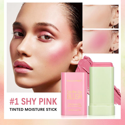 Multi-Use Makeup Blush Stick, Tinted Solid Moisturizer On-the-Go Blush, Multi-use Cream Blush Stick for Cheek & Eyes & Lips, Waterproof Natural Nu...