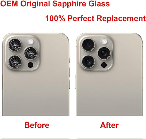 OEM Back Rear Camera Lens Glass Replacement for iPhone 15 Pro Max 6.7 inches with pre-Installed Adhesive and Reparing Toolkit......