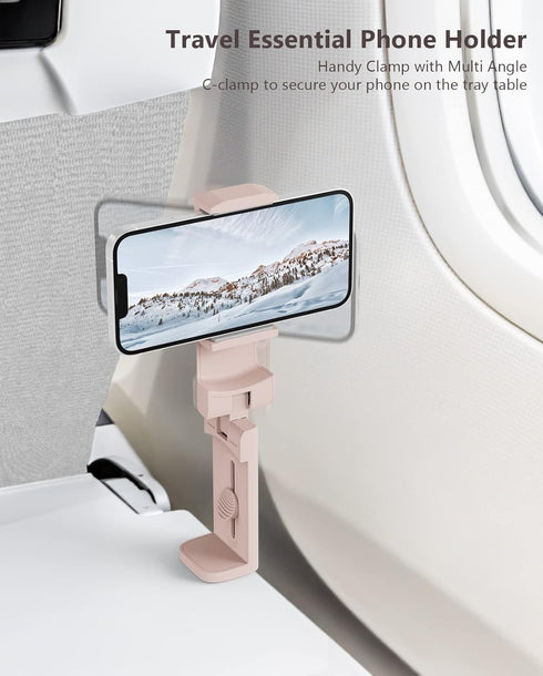 MiiKARE Airplane Travel Essentials Phone Holder, Universal Handsfree Phone Mount for Flying with 360 Degree Rotation, Table-Pink......