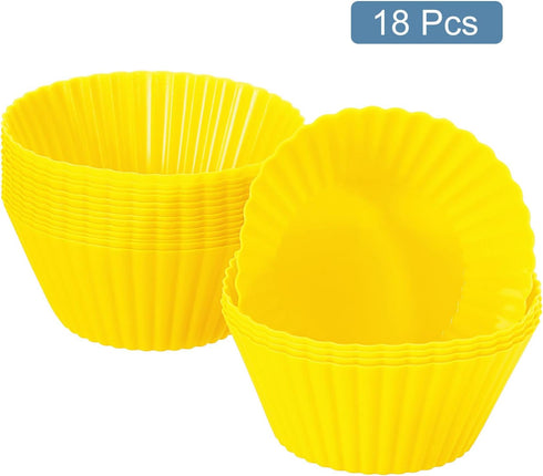 uxcell 18Pcs Silicone Cupcake Liners, Non-Stick Baking Cups, for Cooking Eggs, Baking Muffins and Make a Cake(Yellow)...