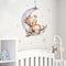 Teddy Bear Sleeping on The Moon and Stars Wall Stickers for Kids Baby Room Interior Decoration Wall Decals (Teddy Bear)...