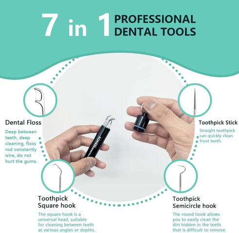 KOHEEL Toothpicks Pocket Set, Reusable Dental Floss Picks Kit, Stainless Steel Teeth Cleaning Tools, Tooth Picker, Oral Hygiene Kit with Holder (7...