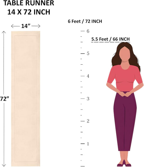 Solino Home Cotton Linen White Table Runner 72 Inches Long - Hemstitch Table Runner 14 x 72 Inch for Dresser, Dining, Summer, Fall, Halloween...