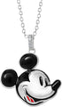 Disney Womens Mickey Mouse Necklace 18", Official License Silver-Plated Necklace with Mickey Mouse Pendant...