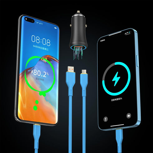 USB C Car Fast Charger Light up Dual Fast Charging Adapter Car Charger...