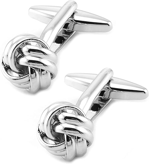 Lady Men's Cuff Links for French Silver Knot Tuxedo Shirt Stainless Brass Metal Shirt Buttons Cufflinks Anniversary In Gift Box...