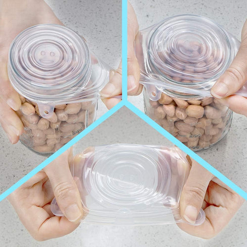 Webake Silicone Stretch Lids 10 Pack for Regular and Wide Mouth Mason Jar, Reusable Silicone Stretch Lids(Stretched to 3.5 inch), Sealed Durable F...