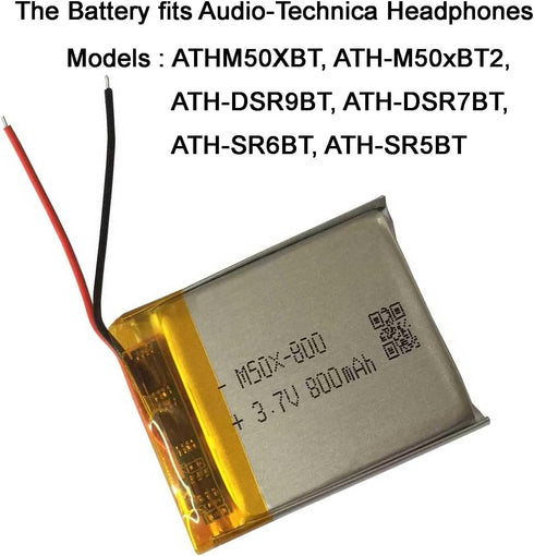 AOLIKES 800mAh Battery Replacement for Audio-Technical ATHM50XBT, ATH-M50xBT2,ATH-DSR9BT DSR7BT SR6BT SR5BT Wireless Headphones...