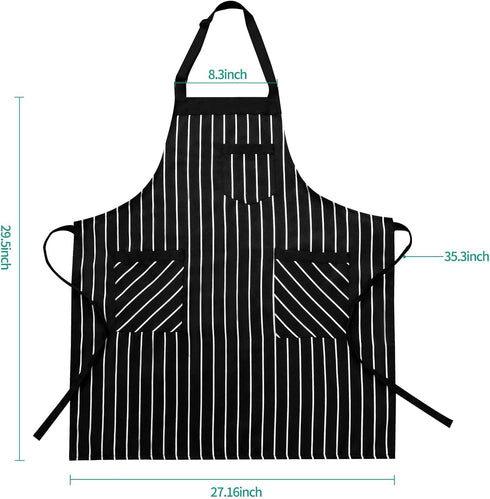 NLUS 2 Pack Kitchen Cooking Aprons, Adjustable Bib Soft Chef Apron with 3 Pockets for Men Women (Umber/Black)...