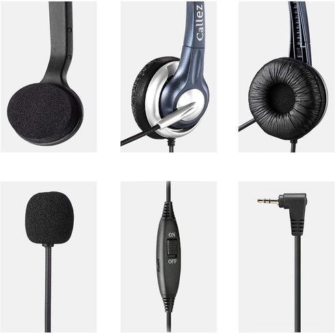 Callez Phone Headset with Noise Cancelling Microphone and Volume Control, Office 2.5mm Telephone Headsets Compatible with Panasonic AT&T ML17929 V...