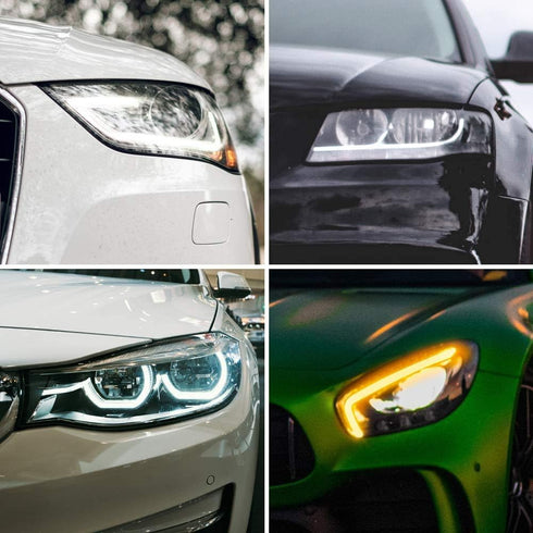 Car LED Daytime Running light Turn Signal 22In Flexible Adhesive DRL Turn Signal Light Strip Decorative Lamp for Car - White/Amber 2Pcs...