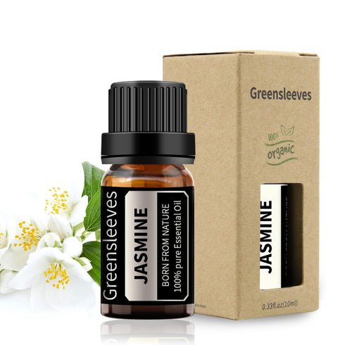 GREENSLEEVES Jasmine Essential Oil for Diffuser, 100% Pure Organic Jasmine Aromatherapy Oil for Humidifiers, Perfume, Soap Making - 0.33 Fl Oz...