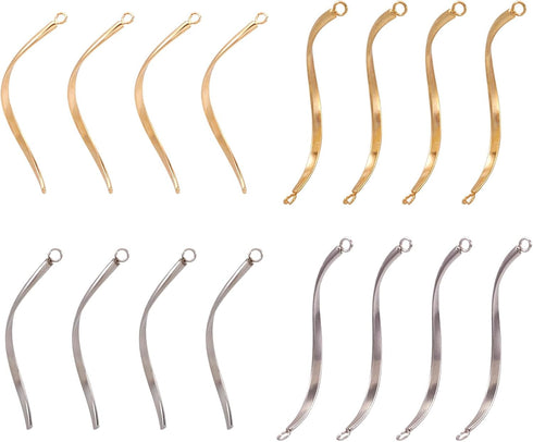 Beadthoven 40pcs Earrings Links Connectors Stainless Steel Tassel Pendants Golden Twisted Curved Connectors Bracelet Connectors Jewelry Making Fin...