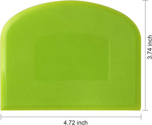 Dough Scraper Bowl Scraper Bread Cream Cake Pizza Cutter Bench Scraper- Flexible Plastic Multi-Function Kitchen tools, 2 Piece White-Green...