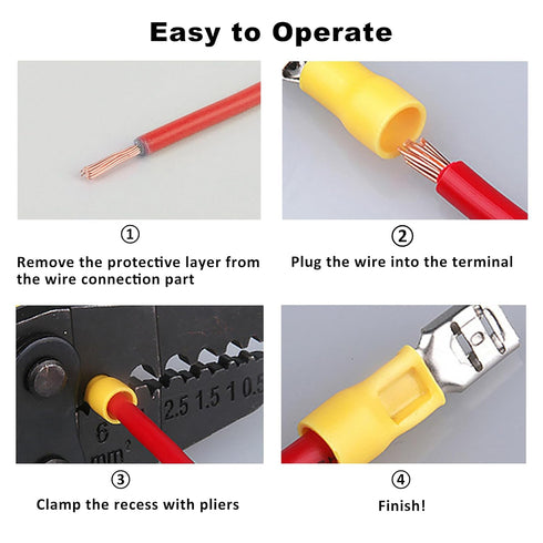 100Pcs Quick Disconnects Vinyl Insulated Female Spade Wire Connectors, 12-10AWG 6.3mm 1/4" Electrical Crimp Terminal...