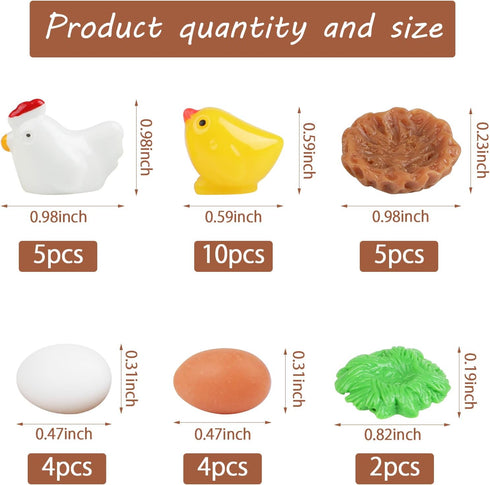CCINEE 30PCS Chicken Family Fairy Garden Accessories Chicken Hen Egg Miniature Figurines Fairy Garden Mini DIY Ornament Micro Landscape Decoration...