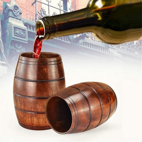 IUAQDP 2 Pieces Novelty Wood Barrel Shaped Wooden Drinking Beer Tea Cup Home Decor New Camping Cup Wood Coffee Mugs...