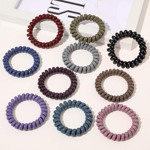 No Crease Coil Hair Ties 20 Pieces Traceless Spiral Hair Ties No Damage Phone Cord Hair Ties Elastics Hair Coils Plastic Hair Bands Spiral Bracele...