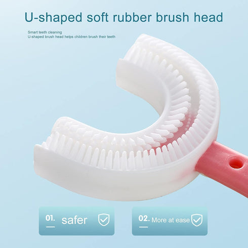 Blue Toothbrushes,All Rounded Children U Shape Toothbrush, U-Shaped Whole Mouth Teeth Brush, Silicone Bristles Massage Gums, All-Round Cleaning To...