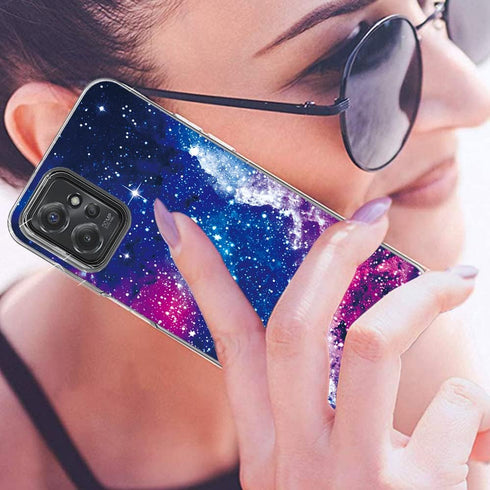 DDTKZC for Moto Case,Moto Phone Case, Tempered Glass Protector Lustre Pattern-Sparkle 3 in 1 Clear Shockproof Case for Moto (Starry Sky, for Moto ...