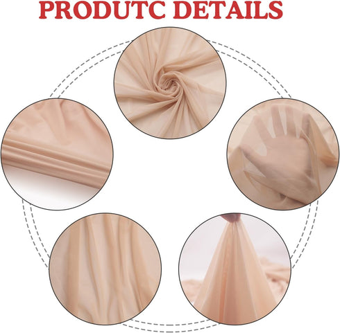 4-Way Stretch Mesh Fabric Nylon Spandex Power Mesh 60 Inch by 2 Yards Lightweight Sheer Mesh (Nude)...