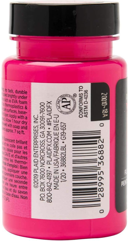 PlaidFX Neon Flexible Acrylic Paint Ideal for Pliable Surfaces and Cosplay Costumes, Non-Cracking or Peeling, No-Tack, Durable, 3 oz, Killer Pink...