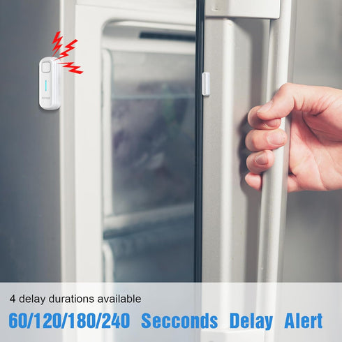 DAYTECH Freezer Door Alarm with Delay 1/2/3/4 mins When Left Open Window Chime Close Doors Reminder Refrigerator Door Alarm 0 to 120 dB for Fridge...