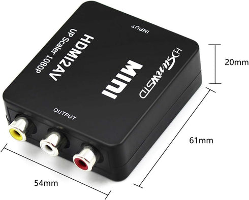 HDMI to RCA 1080P HDMI to AV 3RCA CVBs Composite Video Audio Converter Adapter Supporting PAL/NTSC with USB Charge Cable-Black...