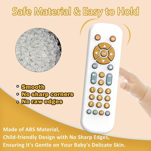 Baby TV Remote Control Toy with Music Sound and Light, Toddler Realistic Play TV Remote Toys Early Educational Learning Toy with 3 Language Musica...