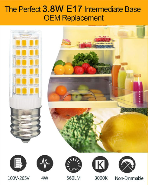 Updated KEI D28k kel 2812 KEI D28A KEL2811 KEI D28M KEL 2815 kel 2816x 4W LED Refrigerator Light Bulb Replacement AC100-265V 3.8W E17 Base for Fri...