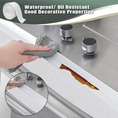 Caulk Tape, White Bathroom Corner Caulking Tape, Waterproof Self-Adhesive Sealing Tape Used for Kitchen Sink,Toilet, Bathroom Bathtub, Tub Floor W...