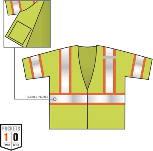Ergodyne unisex adult Two-tone - Class 3 Two Tone Vest Zipper, Lime, Small-Medium US...