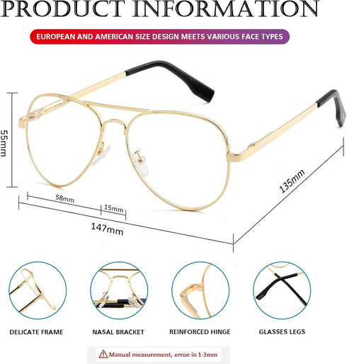 Polarized Aviator Sunglasses for Men Women Metal Frame 100% UV400 Protection Lens, 58mm...
