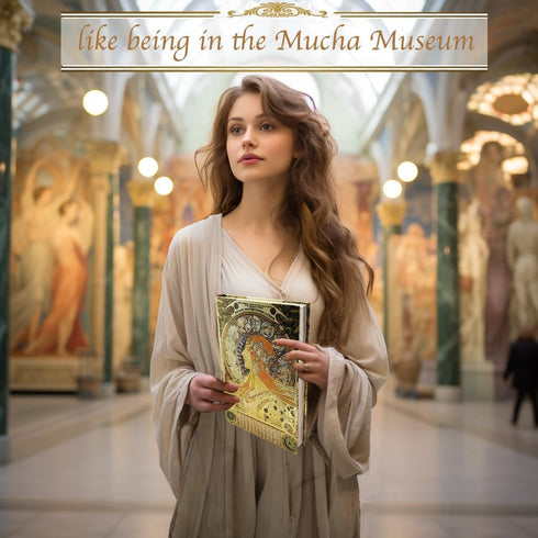 Exclusive Personal Journal for Women, Gilded Hardcover Notebook, 256 Full Color Pages, 5x7 Small Fancy Notebook, Alphonse Mucha Zodiac, Unique Gif...