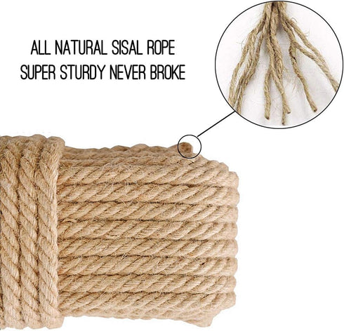 Aoneky Replacement Cat Scratching Post Sisal Rope - Hemp Rope for Cat Tree and Tower (1/4'' 66 Ft)...