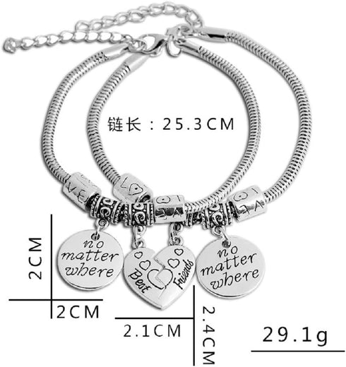 Infasea Best Friend Gift Charm Bracelet - 2 PCS Stainless Steel Expendable Inspirational Bangle Bracelets...