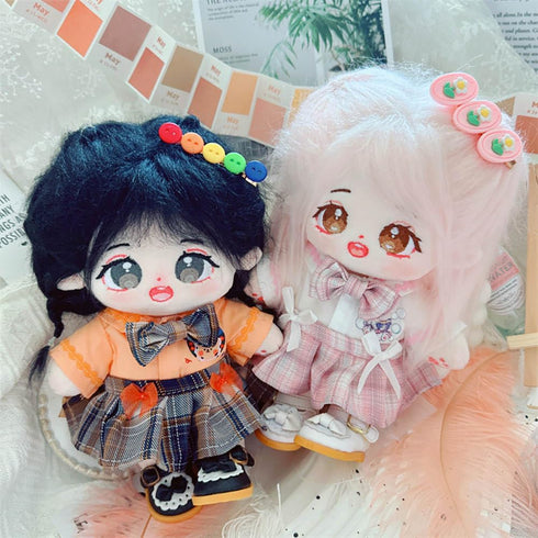 niannyyhouse 20cm Plush Doll Clothes Hairpin Shirt Skirt Jk Uniform Set 8in Soft Stuffed Plush Toy Dress Up Accessories (Pink)...