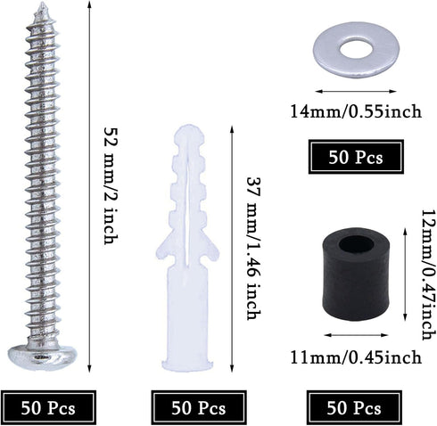 200 Pieces Pegboard Mounting Kit Wall Peg Boards Installation Accessories Pegboard Spacer Kit Includes Screws, Anchors, Spacers and Washers for 1/...
