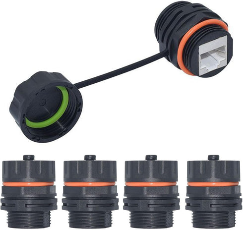 5PCS Panel Mounting Shielded CAT6A RJ45 Waterproof Connector Cat5/5e/6/6E 8P8C Ethernet LAN Cable Coupler Double Head Adapter with Waterproof/Dust...