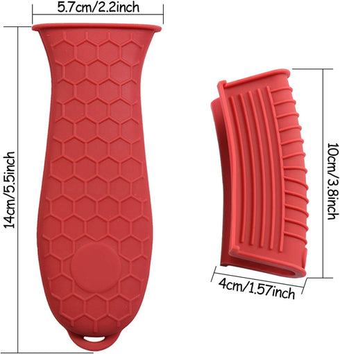 4 pcs Trumoter potholders, Silicone Assist Pan Holder for Cast Iron Skillets and Traditional Pots - Red...