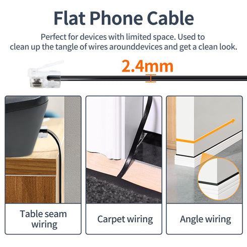 Phone Cable 10 Feet Telephone Line Cord with RJ11 6P4C Connectors for Landline Phone, Fax Machine and Modem, for Both in-Wall and Out-Wall Using, ...