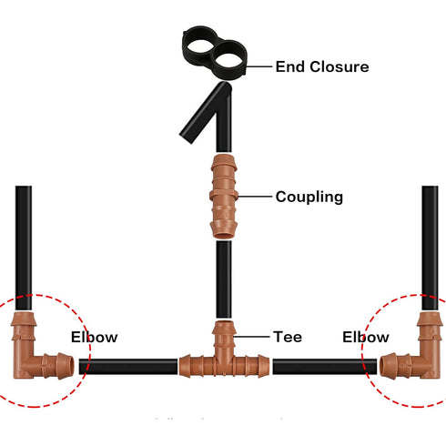 18 Pieces Drip Irrigation Fittings Elbow Connectors for 1/2" Tubing, Barbed Elbows Drip Parts for 1/2 Inch Irrigation Tubing(0.600" ID), Drip Line...