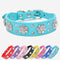 Rhinestone Flower Dog Collar - Sparkling Leather Pet Collar - for Small and Medium Dogs (Blue M)...