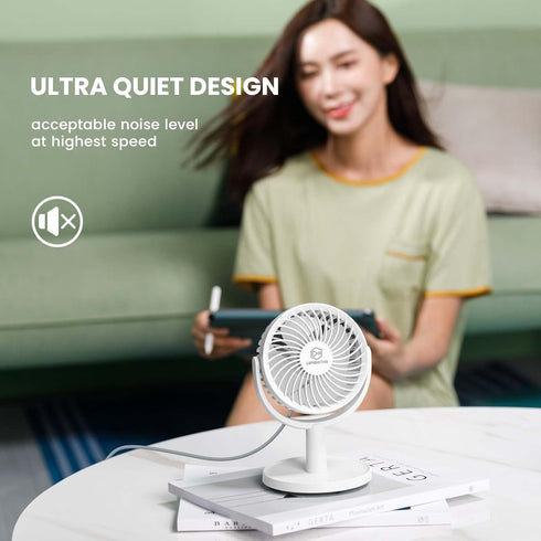 4 Speeds Strong Desk Fan with Elegant Apperance, Personal Portable Mini USB Fan, Quiet, 310 Degree Rotation, Detachable, Easy to Clean, Lightweigh...