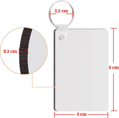 Duufin 120 Pieces Rectangle Sublimation Keychain Blanks Double Side Heat Transfer Blanks MDF Blank Board Key Rings Blanks for Sublimation DIY and ...