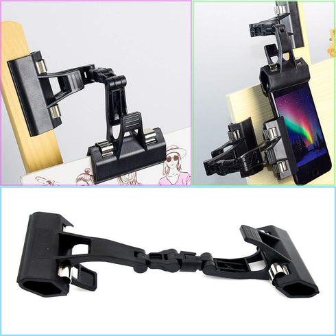 Adjustable, Foldable, and Twistable Copy Holder Clip - Easel Accessory – Double Head Painting Clip – Easel Accessory, Pack of 2 (Black)...