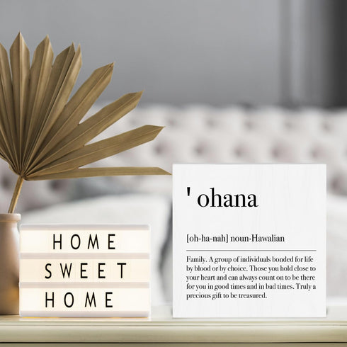 Motivational Family Definition Decorative Wooden Box Sign Positive Affirmations Rustic Office Desk Accessories Inspirational Family Quote Farmhous...