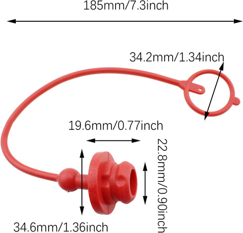 2PCS 1/2 Inch Hydraulic Coupler Male and Female Dust Cap Red Plastic Dust Cap Elastic Tube Cap Suitable for Hydraulic Quick Connect Coupler...