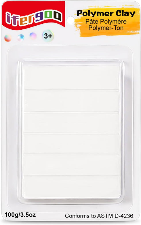 ifergoo Polymer Clay, White Oven-Bake Clay, Non Toxic, 3.5 oz. bar, great for modeling, sculpting, holiday, DIY, mixed media and school projects. ...